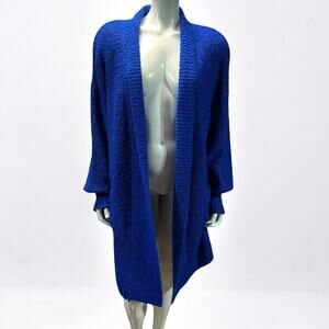 Vintage Monto par le Chois II Royal Blue Long Cardigan 100% Acrylic Chunky Knit